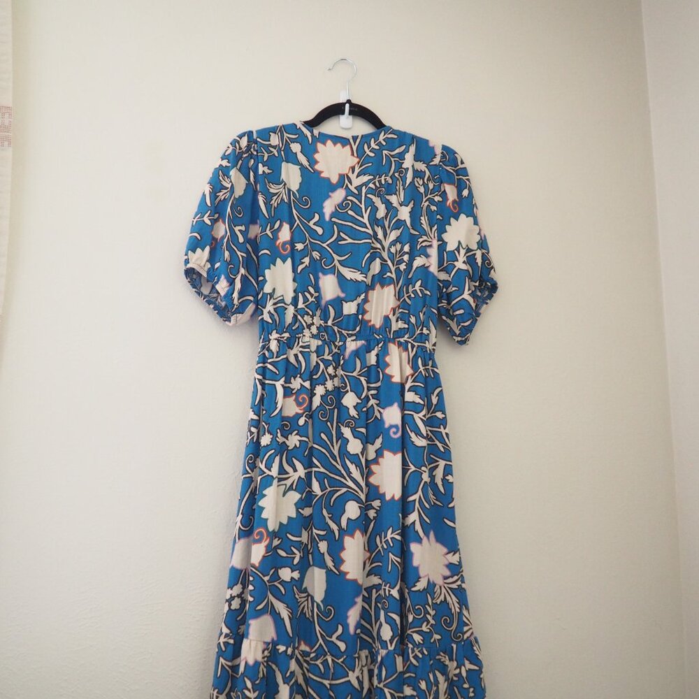 ! Knox Rose Blue Short Sleeve Floral Maxi Wrap Dress sz XL - Picture 7 of 7